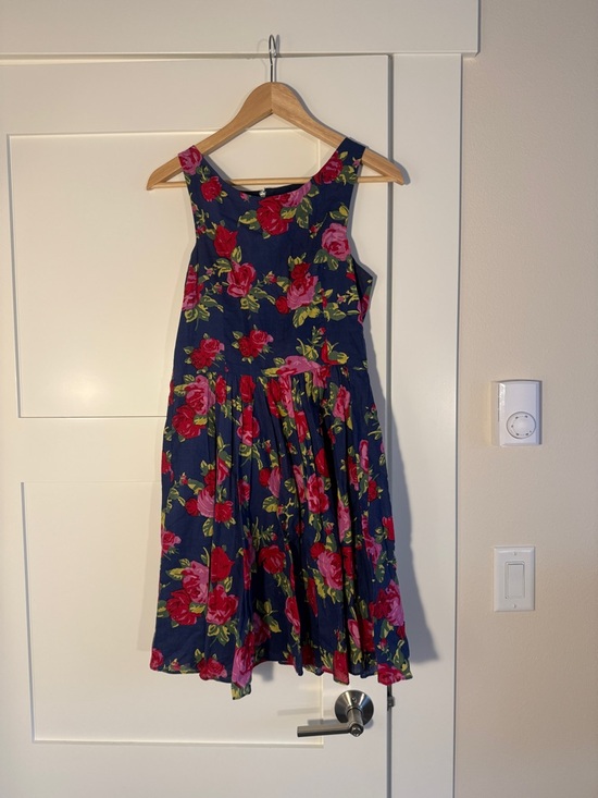 Betsey Johnson Dresses & Skirts - Betsey Johnson Navy Sundress with Pink & Red Rose Print